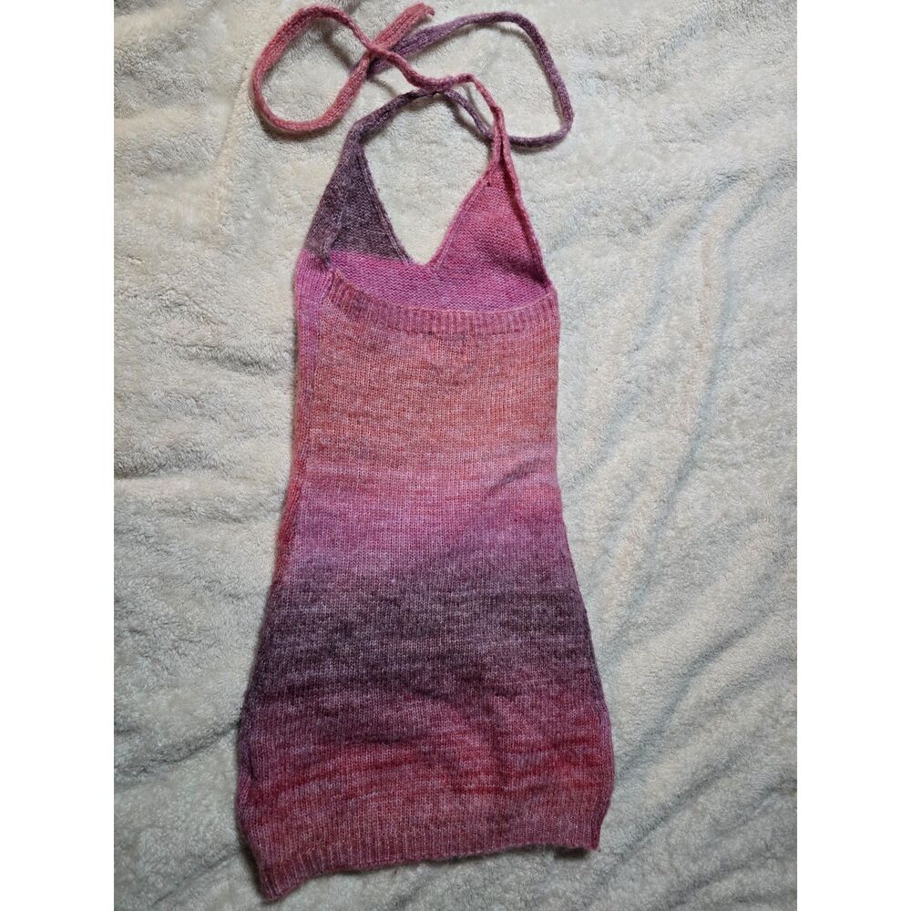 Princess Polly Knit Halter Mini Dress Space Dye Ombre Pink Purple XS S